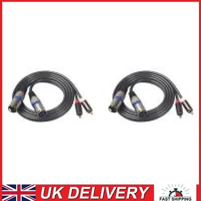 Dual XLR Male To Dual RCA Male Audio Signal Patch Adapter Cable 1.5m/4.9ft Black • £11.49