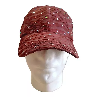 Brown Baseball Cap W/ Sequins Ponytail Opening Hook & Loop Something Special • $14.93