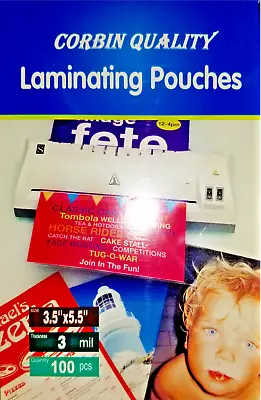 3 X 5 100 3 Mil Laminating Pouches Sheets 3-1/2 X 5-1/2 File Index X-CLEAR • $16.99