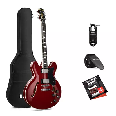 🎸 Donner DJP-1000 Semi-Hollow Electric Jazz Guitar 8 Tone H-H Pickup Coil-split • $400.99