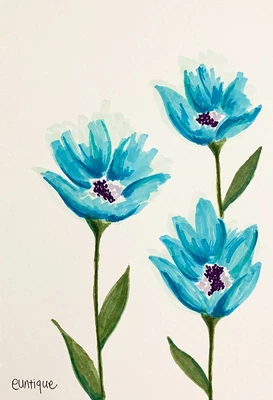 $15 • Buy EUNTIQUE - Original Flower Painting By American Artist EUNTIQUE