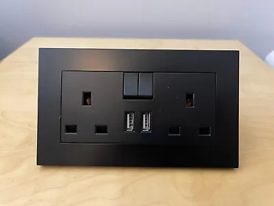 Black Double Socket With USB • £5