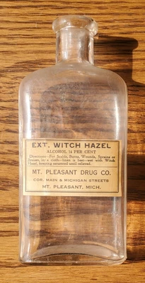 $20 • Buy RARE Antique Witch Hazel Bottle Mt Pleasant Drug Co Michigan MI Apothecary