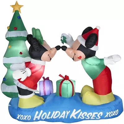 Gemmy Disney Christmas Mickey Mouse Kissing Minnie Mistletoe Airblown Inflatable • $79.99