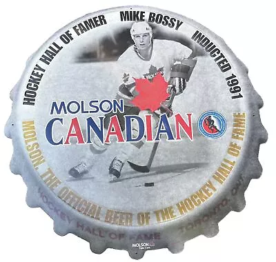 Molson Canadian Mike Bossy Hall Of Fame Metal Advertising Sign Beer Cap • $39.99