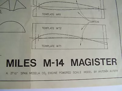 Original Model Aircraft Plan Miles M-14 Magister 27.5  1992 Free Uk Post • $7.47