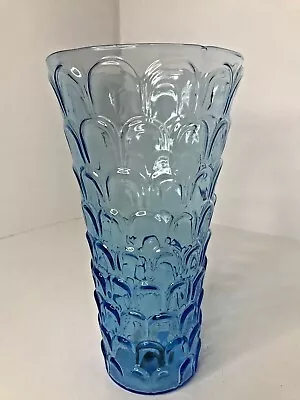 Vintage Mid Century Creation Vimax Blue Ombre Glass Petal Design Vase 10  ~Italy • $32.99