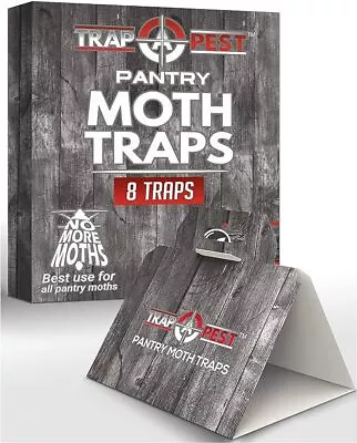 Pantry Moth Traps Safe Glue With Pheromones 8 Pack Effective Adhesive Non Toxic • $14.92