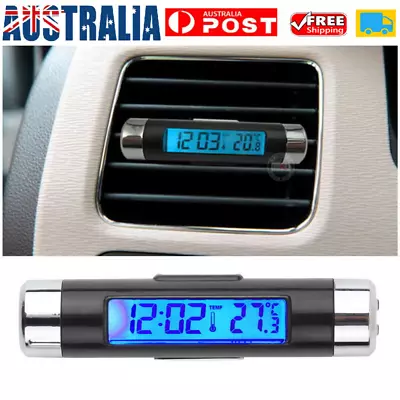 Mini Car Office LCD Digital Thermometer Clock Backlight Clip-on For Air Vent • $14.54