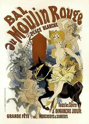 Vintage French Bal Au Moulin Rouge Art Nouveau Advertising Poster Print A3 A4 • $5.60