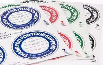 Tamper Proof Ring Seal Labels For Poly Box And Round Charity Money Boxes • £3.49