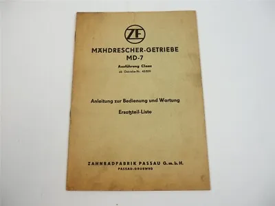 $15.74 • Buy ZF MD-7 Combine Transmission Operating Instructions Spare Parts List 1963