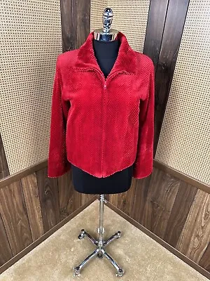 Neiman Marcus Zandra Rhodes Dyed Lipstick Red Sheared Mink Fur Coat Jacket Small • $695