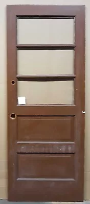 31 X80  Antique Vintage Old SOLID Wood Wooden Entry Door 3 Window Wavy Glass • $349.99