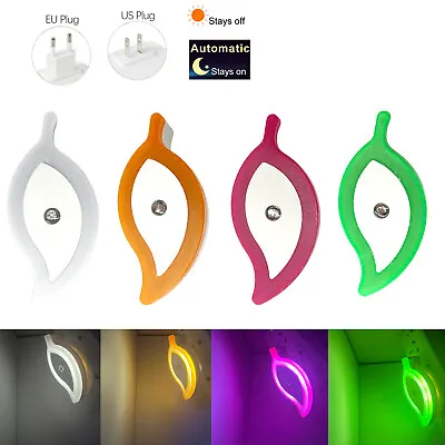 LED Night Lights Dust To Down Wall EU Plug-in Auto Light Sensor Lamp For Kids • £2.99