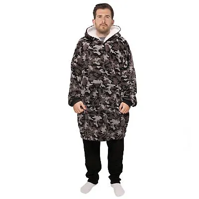 Mens Oversized Gaming Camo Snuggle Hoodie Adult Fleece Hooded Blanket • £21.95