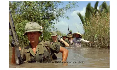 Vietnam War Soldiers Cross Deep Canal PHOTO US Army Operation Bang Dong 67 • $4.28