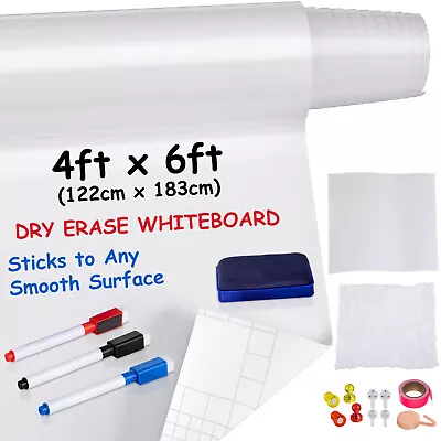 VEVOR White Board Paper Dry Erase Sticker For Wall 6x4 Ft Wallpaper W/ 3 Markers • $32.99