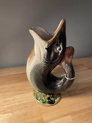 Antique Majolica Pitcher Majolica Fish Pitcher With Seaweed Chip On Lip And Base • $185