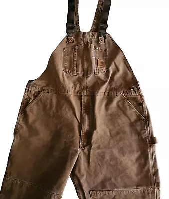 Carhartt Men's 48 X 30 Brown Bib Overalls 100% Cotton • $49.99