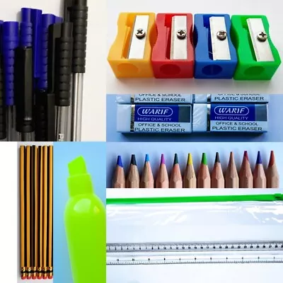 School Pencil Set Pen Pencil Eraser Ruler Sharpener Stationary Set • £3.49