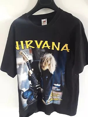 Vtg Kurt Cobain Shirt Signature L Fotl 00s Nirvana Sub Pop Pearl Jam Soundgarden • $41