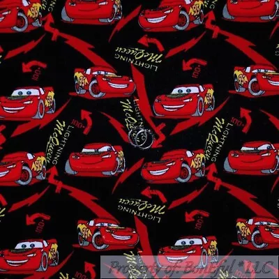 BonEful Fabric Cotton Quilt Flannel Red Kid DISNEY CARS Movie FL USA Print SCRAP • $0.69