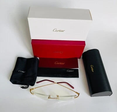 $380 • Buy Authentic CARTIER Vintage Gold Rimless Eyeglasses Frame-Brand New In Box!!