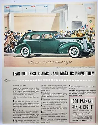 1938 Packard Eight Six Touring Sedan Green Vtg Print Ad Man Cave Poster Art 30's • $10.88