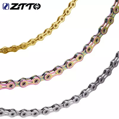 ZTTO 8-12Speed Bicycle Chain 116/126 Links Oil Slick Hollow Light Weight Current • $49.01
