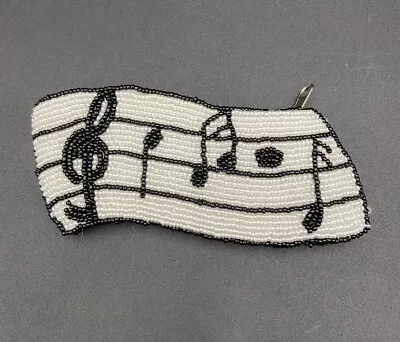 Beaded Zippered Coin Purse MUSIC Staff NOTES  NWOT • $15