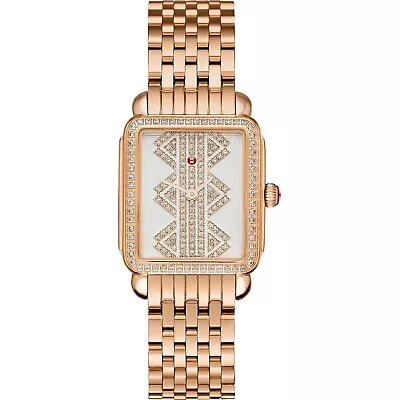 New Michele Deco II Mid Diamond Rose Gold Tone Ladies Watch MWW06I000021 • $2400.75