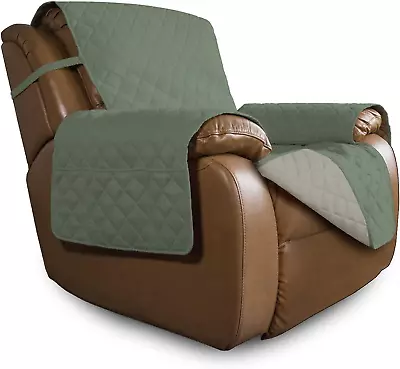 Easy-Going Oversized Recliner Cover Large Recliner Greyish Green/Beige  • £55.99