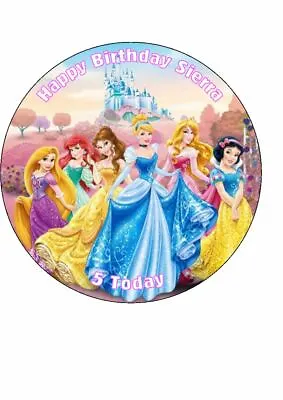 £3.93 • Buy Disney Princess Personalised Edible Birthday Cake Topper 7.5  Round 