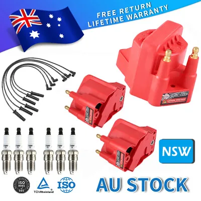 3 Ignition Coil+6 Spark Plugs+ 6 Ignition Lead Pack Fit Holden Commodore V6 3.8L • $99.88