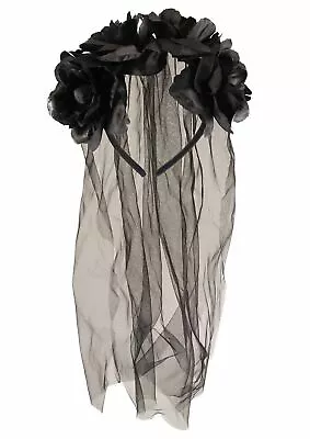 Zombie Dead Corpse Bride Black Veil Headband Halloween Wedding Fancy Dress  • £3.25