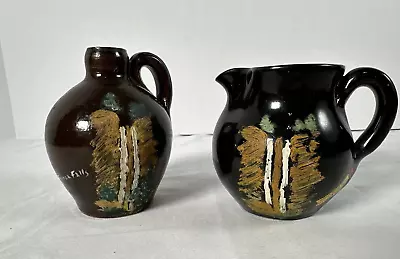 W.J. Gordy Folk Art Pottery Miniature Creamer Pitcher And Jug Set Of 2 Southern • $129.99