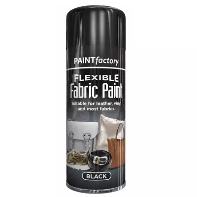 Black Fabric Aerosol Spray Paint All-purpose Flexible Wood Metal Spray 200ml • £5.15