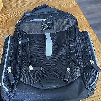 Eddie Bauer First Adventure Baby Diaper Bag Backpack Black Nylon Pockets • $25