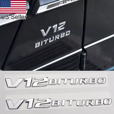 2Pcs Chrome V12 BITURBO Emblem Badge For Mercedes Benz S Class AMG 2010-2023 • $27.59