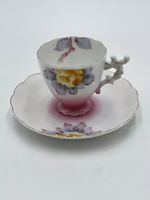 Vintage Demitasse Tea Cup And Saucer Set Yellow Rose Miniature Made In Japan • $12.95