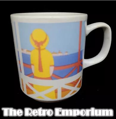 RETRO 1980s Ceramic Coffee Mug BEACH Scene JAPAN Vintage Mug • $5