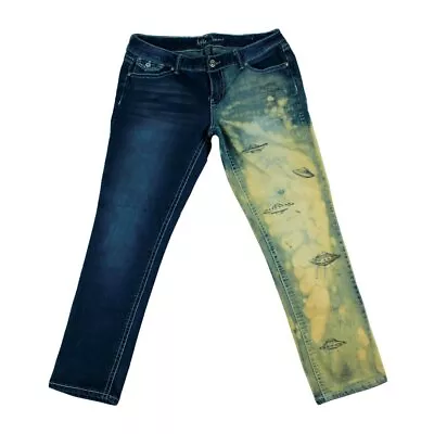 Galactic Bleach-Dyed Jeans With UFO Stamp • $30