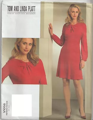 OOP Vogue 1056 Designer Tom Linda Platt Flared Dress Sewing Pattern Misses Size • $14.99