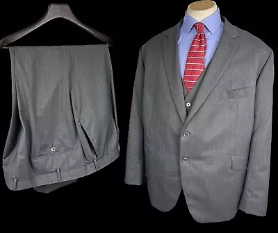 Loro Piana Cloth Made To Measure 3 Pc Suit 54R / 48x31” LDN Tailor Grey BIG SIZE • $292.47