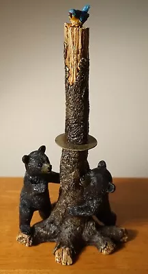 Black Bear Cub Tree Figurine Toilet Paper Roll Holder Lodge Cabin Bathroom Decor • $18.95