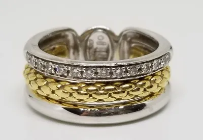 $1699 • Buy FOPE 18K YELLOW WHITE GOLD  DIAMOND Rope Ring  SIZE 7  Designer Italy TWO TONE