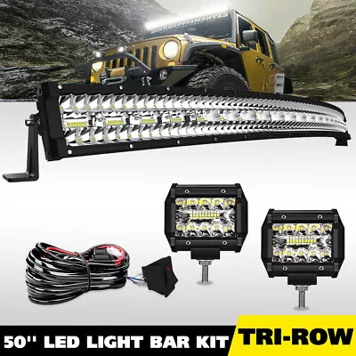 Roof Windshield 50  Curved LED Light Bar Combo For Jeep Grand Cherokee ZJ • $89.98