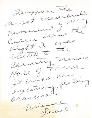 Minnie Pearl- Handwritten Signed Letter • $60