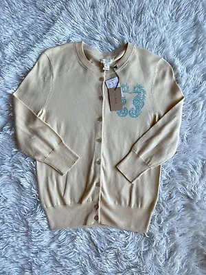 J.crew Clare Cardigan Women’s XS Seahorse Hand Printed Sweater Nautical Beach B1 • $19.99